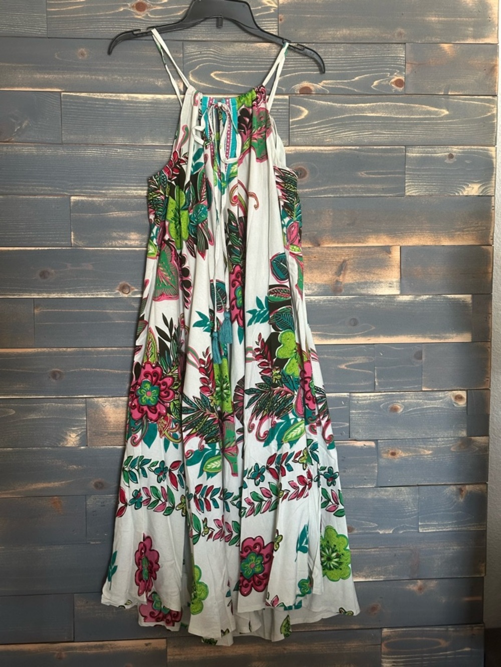 NWT Jaded Gypsy Halter Dress with Pink and Green Botanical